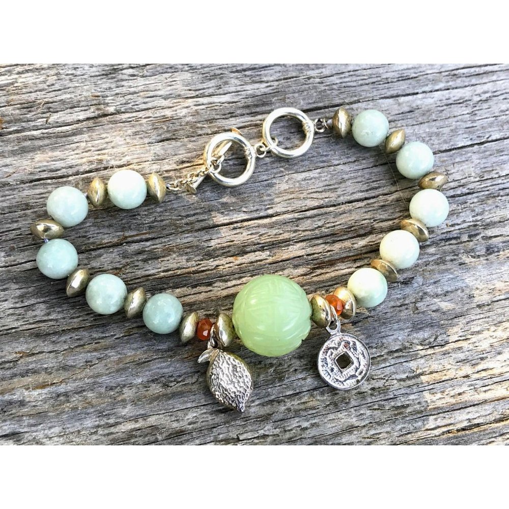 Vintage Asian Style Bracelet Sterling Charms Beads